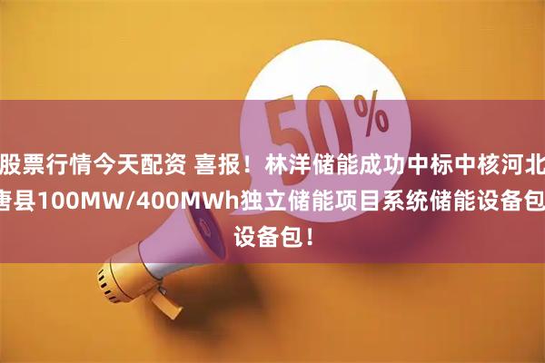股票行情今天配资 喜报！林洋储能成功中标中核河北唐县100MW/400MWh独立储能项目系统储能设备包！